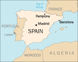 Pamplona is located near Spain's northern coast and border with France, and is the capital of Navarre.