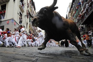 Pamplona is widely known for the festival of San Fermin, which includes the running of the bulls.  It is a celebration of the Catholic martyr Saint Fermin and takes place July 6-14 of every year (which I will miss unfortunately).